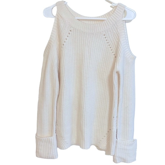 Olivia Palermo Chelsea Women’s White Wool Cashmere Blend Cold Shoulder Sweater - Picture 1 of 4